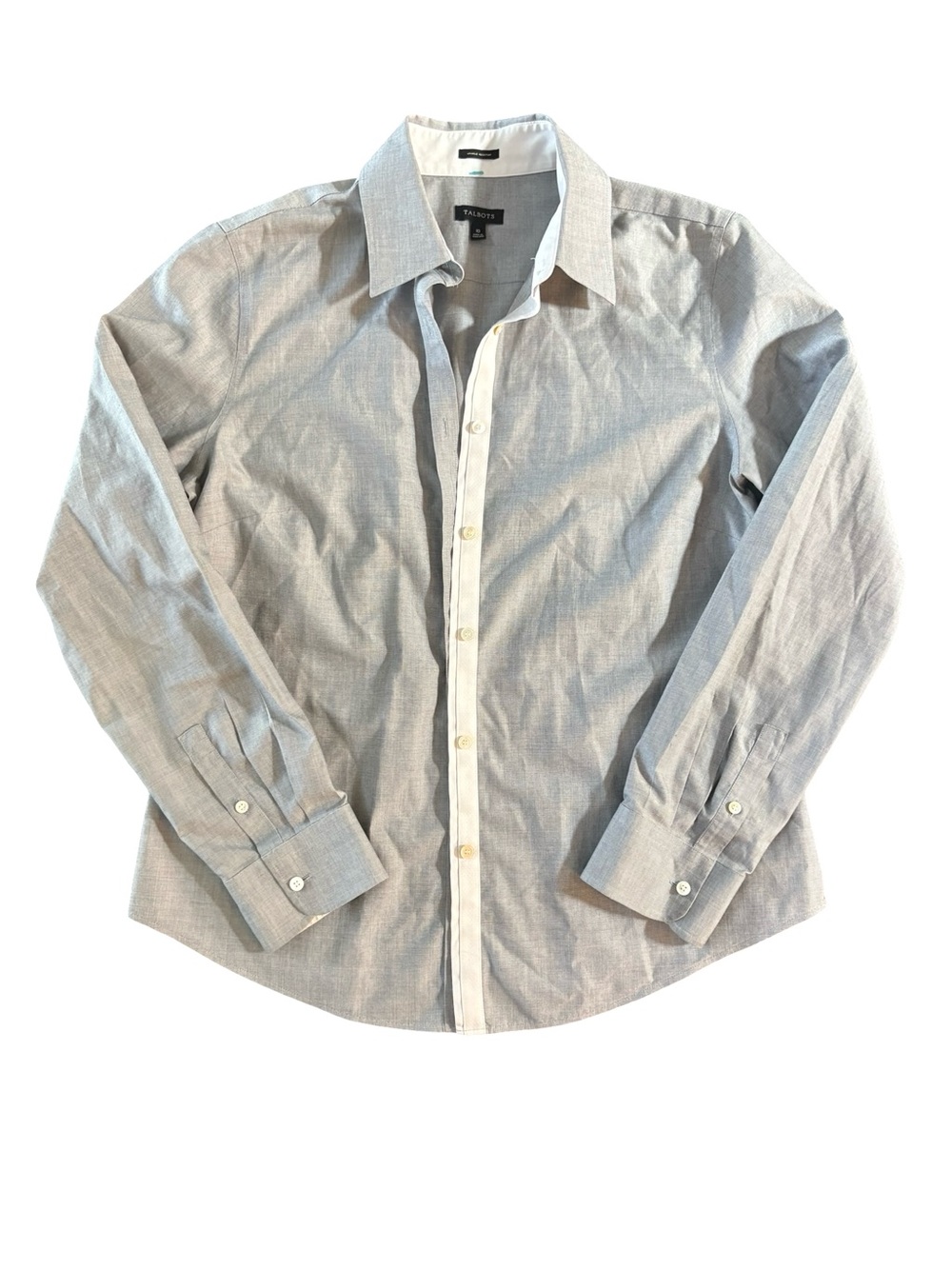 Talbots Gray Button-Down Shirt with White Placket Women’s Size 10